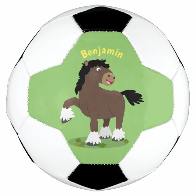 Ballon De Foot Caricature de cheval de trait de Cute Clydesdale (Devant)