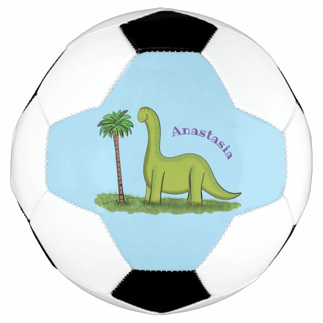 Ballon De Foot Caricature de dinosaure de brontosaurus vert migno (Devant)