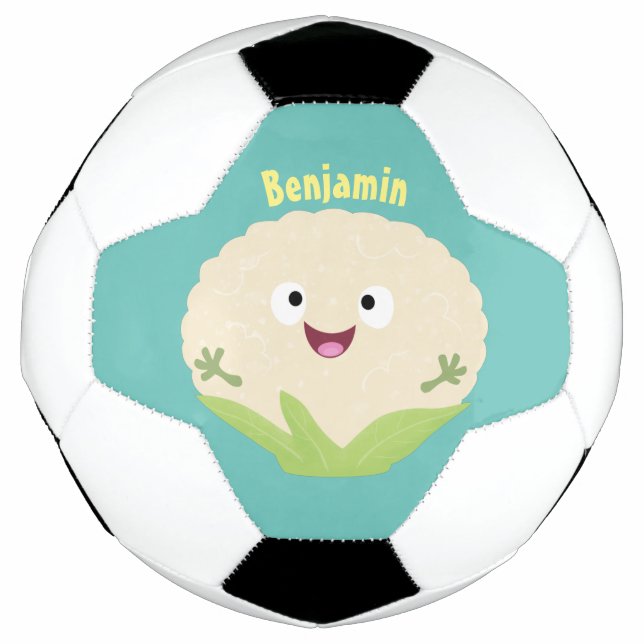 Ballon De Foot Caricature de légume de chou-fleur joyeux (Devant)