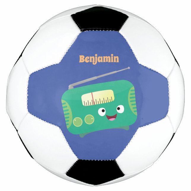 Ballon De Foot Caricature de radio rétro amusante (Devant)