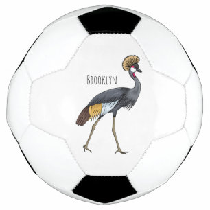 Ballon De Foot Caricature d'oiseau de grue couronné gris