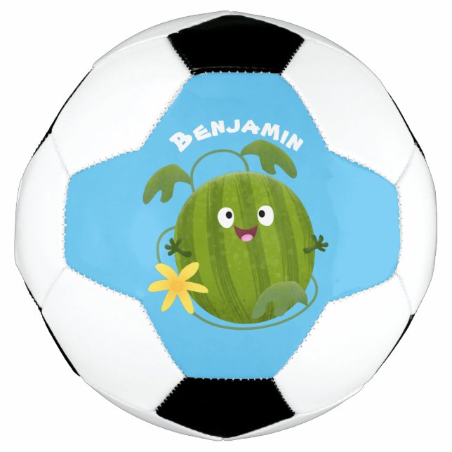 Ballon De Foot Caricature joli et souriant de pastèque (Devant)