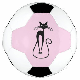 Ballon De Foot Chat noir maigre fantaisiste rose