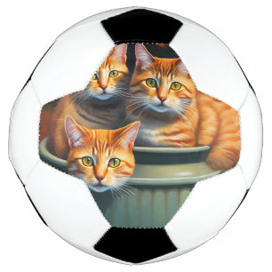 Ballon De Foot Chats De Gingembre Dans Un Porte-Plantes, Soccerba