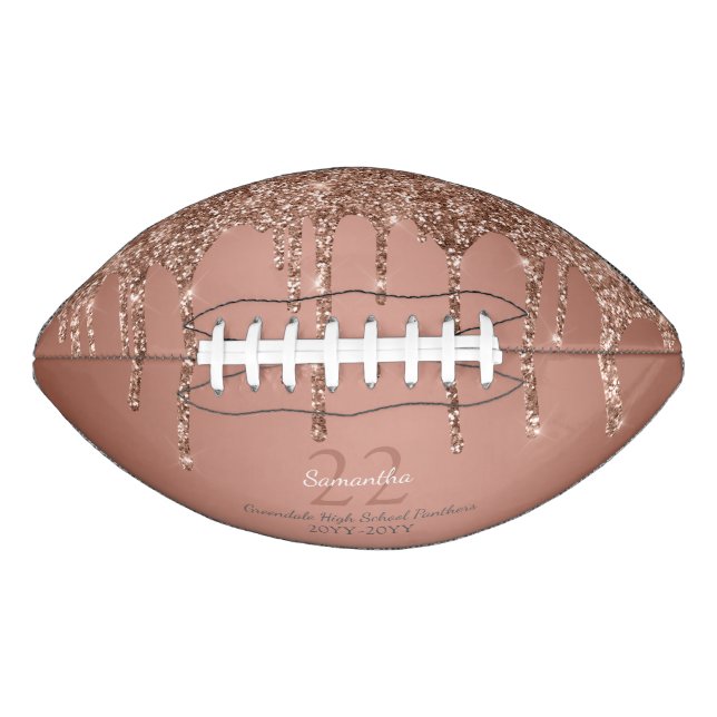 Ballon De Foot Chic Rose Gold Parties scintillant Drives Nom Équi (Devant)