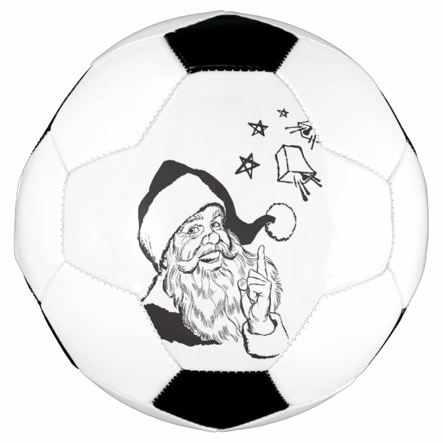 Ballon De Foot Clipart classique Santa Claus Noir Blanc Rétro (Devant)