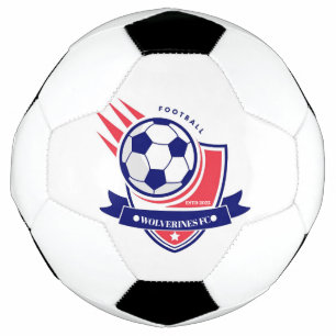 Ballon De Foot Club de football moderne bleu et rouge Logo Person