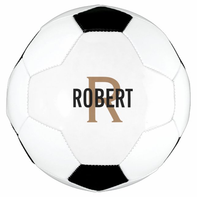Ballon De Foot Cool blanc or monogramme nom balle de football (Devant)