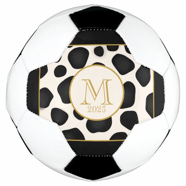 Ballon De Foot Cool noir & blanc & or 2023 Monogramme (Devant)