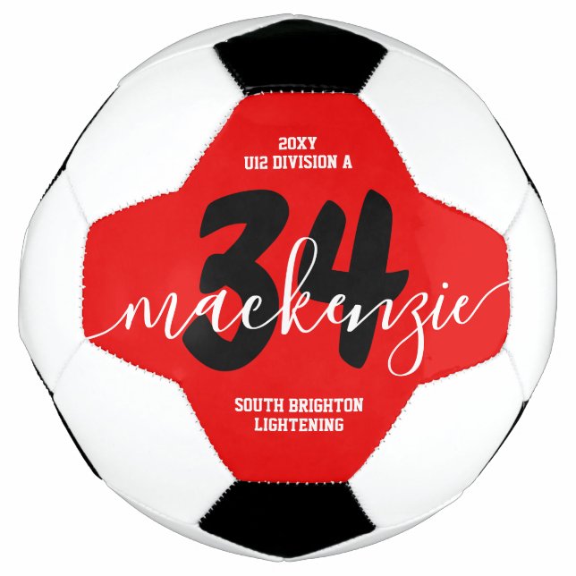 Ballon De Foot Couleurs d'équipe personnalisées rouges Nom Numéro (Devant)