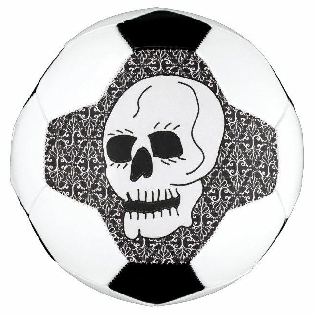Ballon De Foot Crâne blanc - Yeux noirs sur Damas dépoli (Devant)