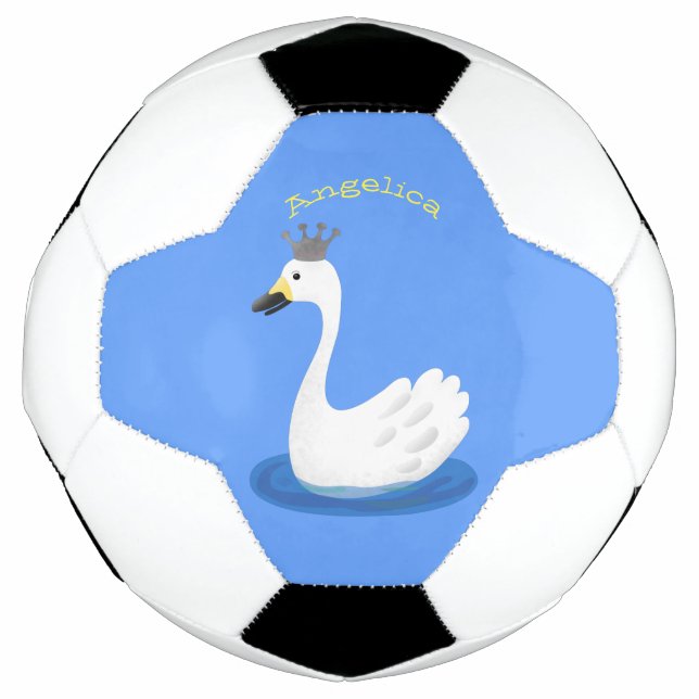 Ballon De Foot Cute cygne blanc avec dessin de la couronne (Devant)
