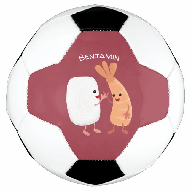 Ballon De Foot Cute sushi riz crevettes amis dessin animé (Devant)