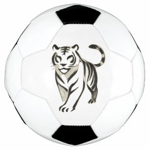 Ballon De Foot Dessin de tigre à pied - Design d'encre sur