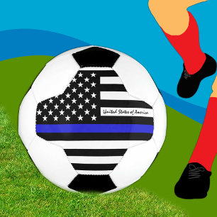 Ballon De Foot Drapeau de la Ligne Bleue Mince et Football USA