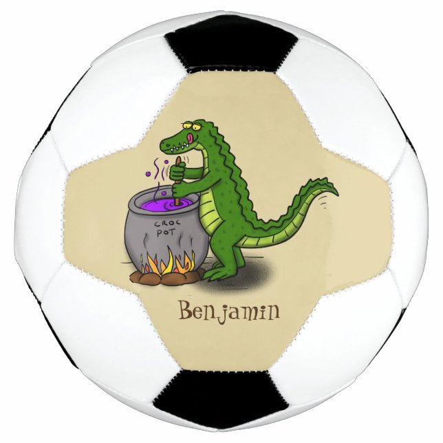 Ballon De Foot Drôle alligator vert cuisine dessin animé (Devant)