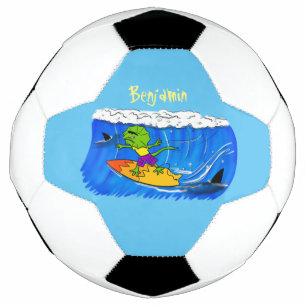 Ballon De Foot Drôle caricature de surf de lézard au cou