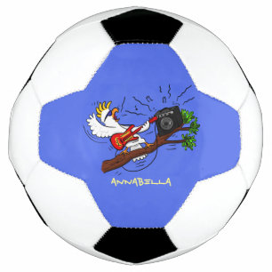 Ballon De Foot Drôle cockatoo jouant de la guitare rock dessin an