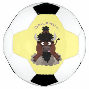 Ballon De Foot Drôle dessin animé de bison de buffle