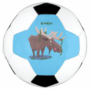 Ballon De Foot Drôle dessin animé d'orignal heureux