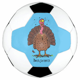 Ballon De Foot Drôle dinde marron de la ferme avec des mouches de