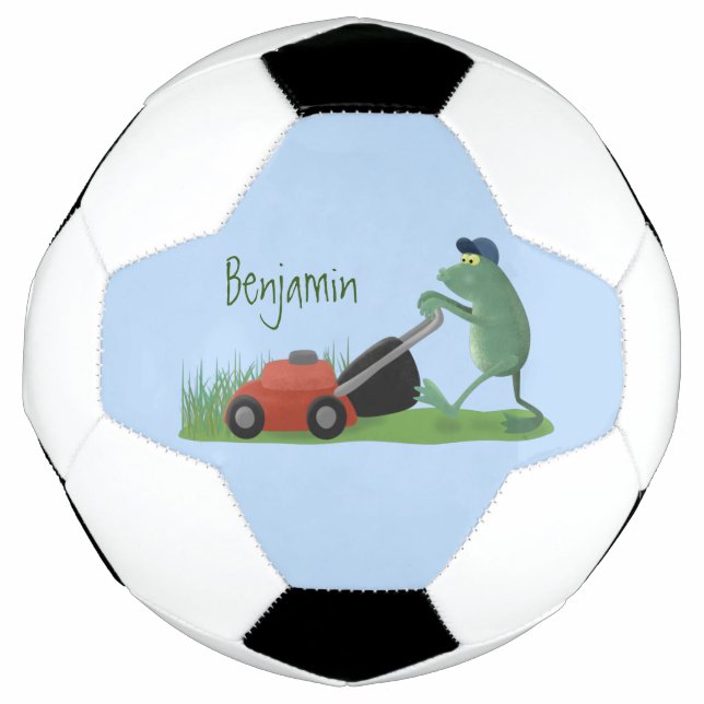 Ballon De Foot Drôle grenouille verte tondre la pelouse dessin (Devant)