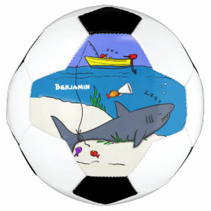 Ballon De Foot Drôle requin couché et dessin animé de pêche