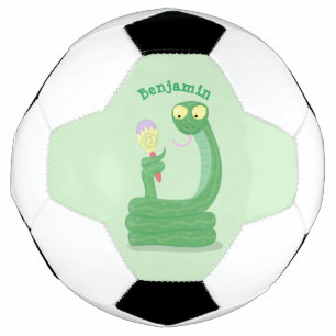Ballon De Foot Drôle serpent vert avec caricature maraca