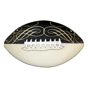 Ballon De Foot Elegant Gold Foil Look Scrollwork Script Stripes