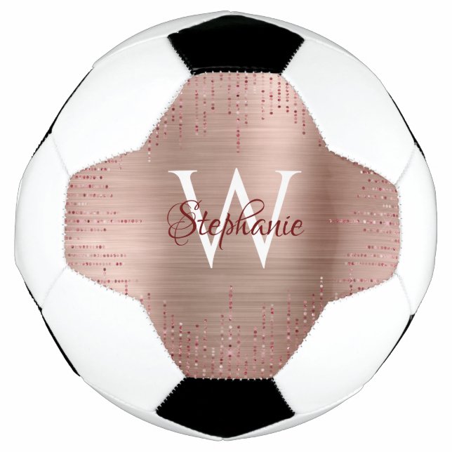 Ballon De Foot Élégant Monogramme Or Rose (Devant)