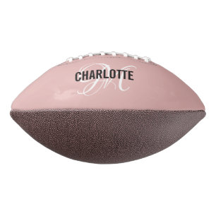 Ballon De Foot Élégant nom de monogramme rose rousse football