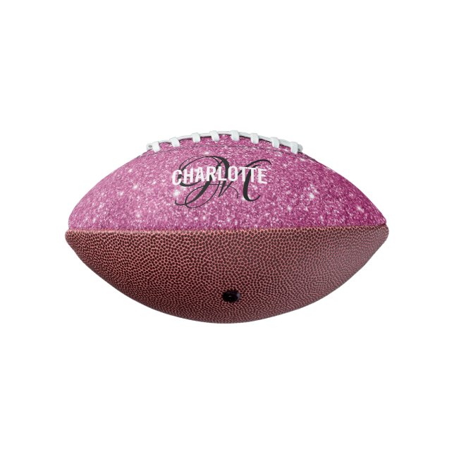 Ballon De Foot Élégant parties scintillant rose nom de monogramme (Tourné à 270°)