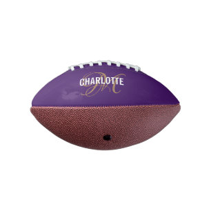 Ballon De Foot Elégant violet or monogramme nom football
