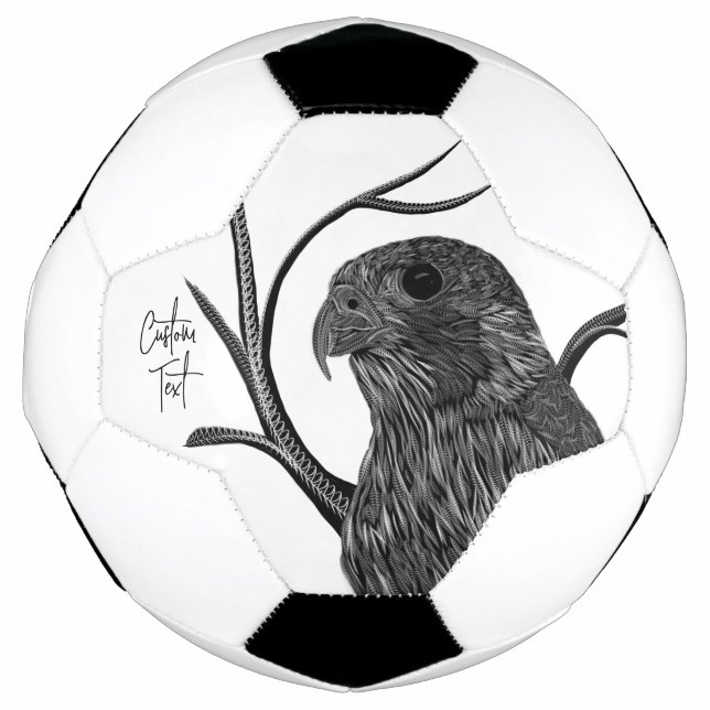 Ballon De Foot Faucon pèlerin dans les branches de l'arbre avec é (Devant)