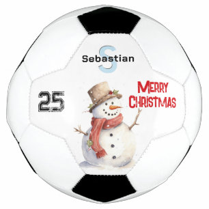 Ballon De Foot Festive Snowman Monogramme Joyeux Noël