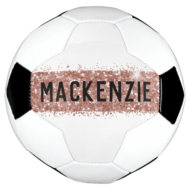 Ballon De Foot Fille Rose Or rose étincelant Nom du monogramme (Tourné)