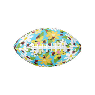 Ballon De Foot Fleurs blanches jaunes coccinelle rouge