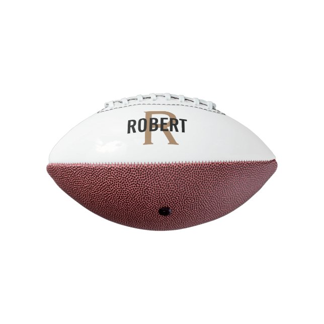 Ballon De Foot Football de nom monogramme or blanc moderne (Tourné à 270°)