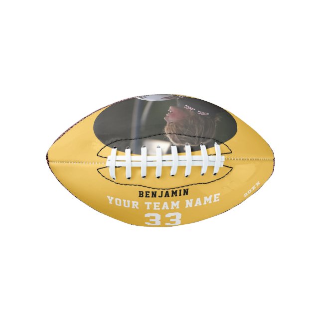 Ballon De Foot Football Personnalisé Nom Jaune Numéro d'équipe Ph (Devant)