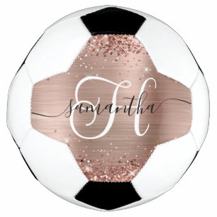 Ballon De Foot Glitterie Rose or Glam Monogramme