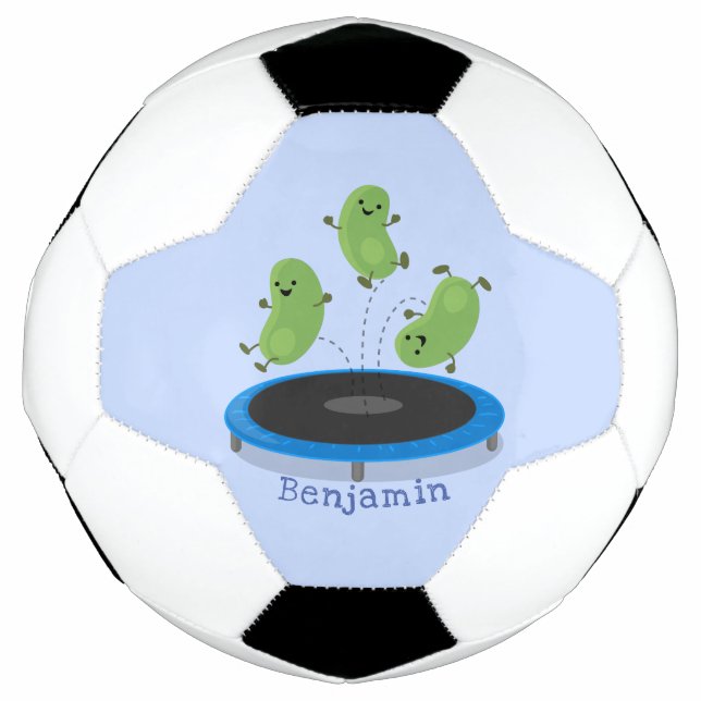 Ballon De Foot Haricots verts mignons sur dessin animé trampoline (Devant)