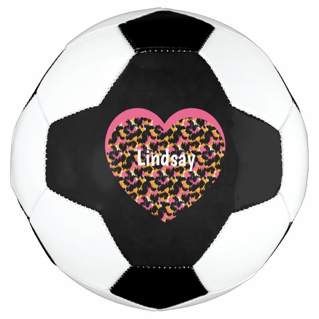 Ballon De Foot Heart Cheetah Poster de animal Nom du monogramme (Devant)