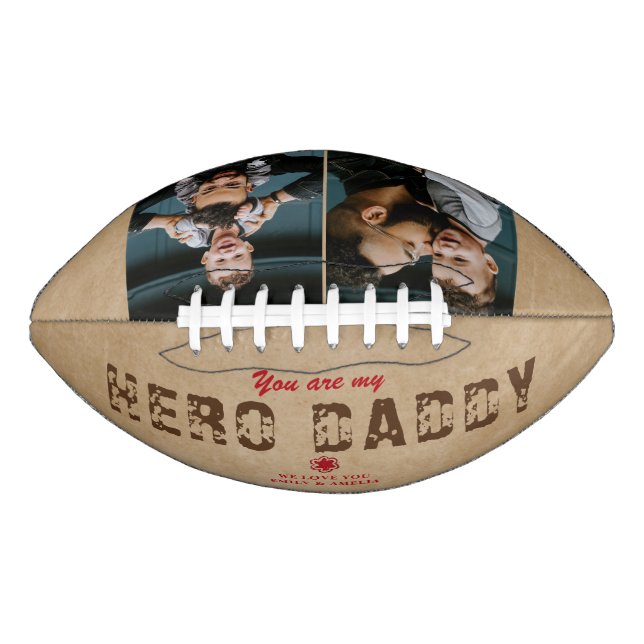 Ballon De Foot Héros rustique Daddy Père`s Day 2 Photo Collage (Devant)