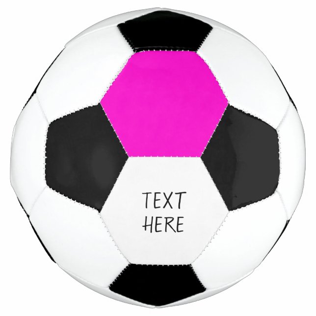 Ballon De Foot hexagones rose et noir avec votre balle de footbal (Devant)