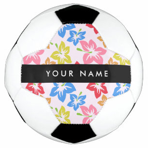 Ballon De Foot Hibiscus Coloré, Motif De Fleurs, Votre Nom