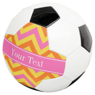 Ballon De Foot HotPink Ananas Citrouille LG Chevron Nom Monogramm