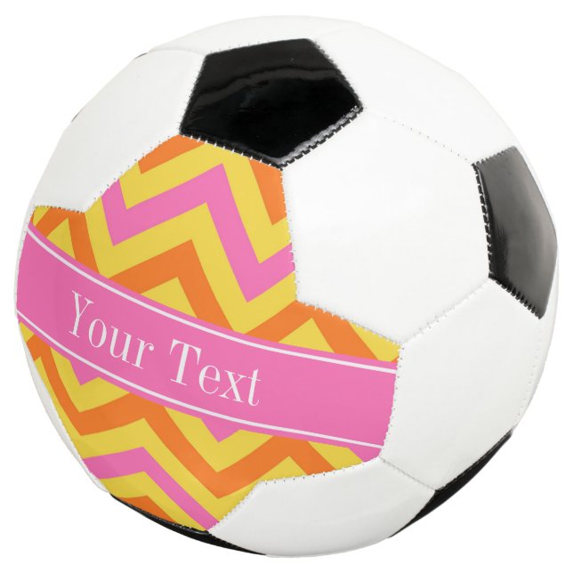 Ballon De Foot HotPink Ananas Citrouille LG Chevron Nom Monogramm (3/4)