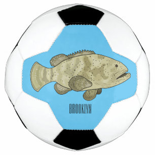 Ballon De Foot Illustration de la caricature du poisson de mérou