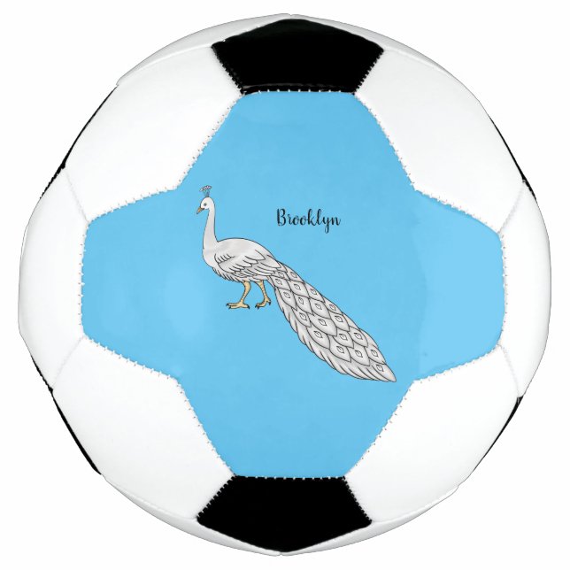 Ballon De Foot Illustration d'oiseau de paon blanc (Devant)