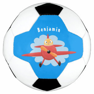 Ballon De Foot Illustration d'un avion rouge volant mignon